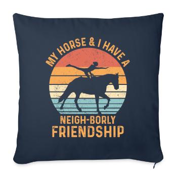 Drôle d’équitation saut rétro - Housse de coussin décorative 45 x 45 cm - bleu marine - Devant