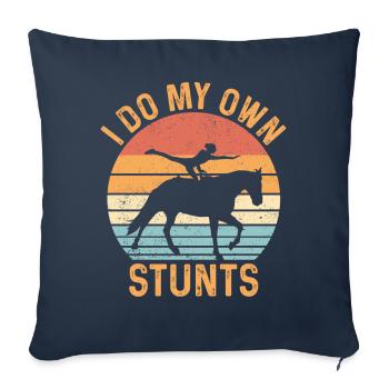 Drôle d’équitation saut rétro - Housse de coussin décorative 45 x 45 cm - bleu marine - Devant