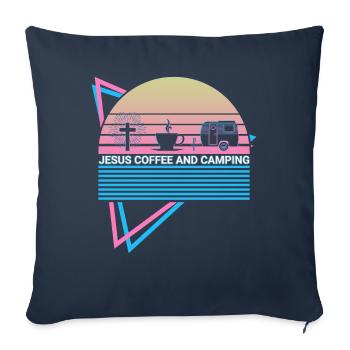 Christian Camper Camping Rétro - Housse de coussin décorative 45 x 45 cm - bleu marine - Devant