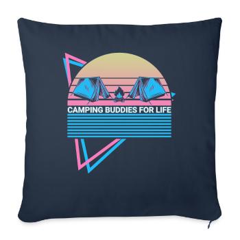 Camping camping amusant Camp Retro - Housse de coussin décorative 45 x 45 cm - bleu marine - Devant