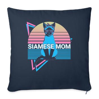 Drôle de chat siamois Rétro - Housse de coussin décorative 45 x 45 cm - bleu marine - Devant