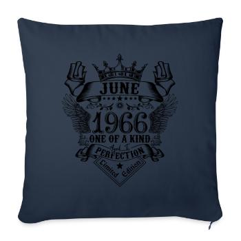 Anniversaire Juin 1966 né en Juin 1966 - Housse de coussin décorative 45 x 45 cm - bleu marine - Devant