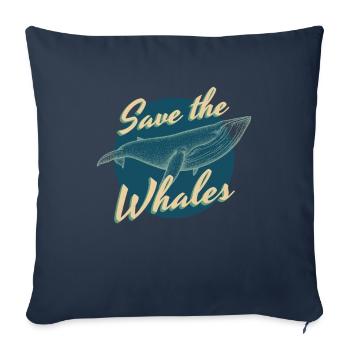 Blue Whale Save The Whales Whale Sea - Sofa pillowcase 17,3'' x 17,3'' (45 x 45 cm) - navy - Front