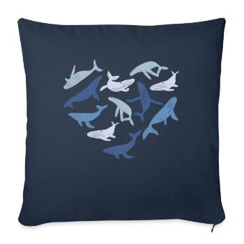 Blue Whale Heart Whale Sea - Sofa pillowcase 17,3'' x 17,3'' (45 x 45 cm) - navy - Front