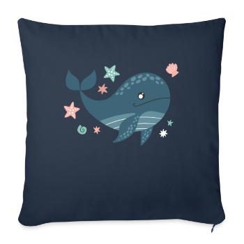 Baleine Bleue Mignon Enfants Baleine Mer - Housse de coussin décorative 45 x 45 cm - bleu marine - Devant