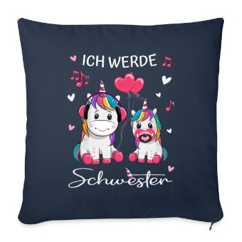 Ich werde Schwester Einhorn mit Kopfhörern Musik - Sofakissenbezug 45 x 45 cm - Navy - Vorne