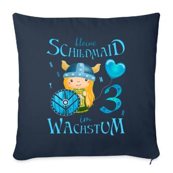 Kleine Schildmaid im Wachstum Geburtstag 3 Jahre - Sofakissenbezug 45 x 45 cm - Navy - Vorne