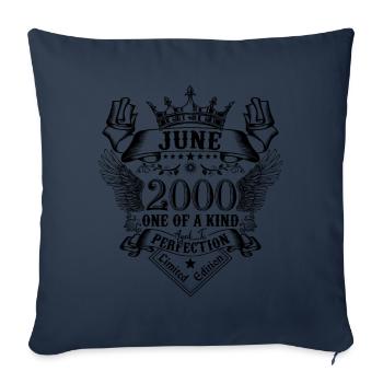 Birthday June 2000 born in June 2000 - Sofa pillowcase 17,3'' x 17,3'' (45 x 45 cm) - navy - Front