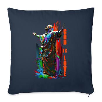 Citations chrétiennes Dessins Dieu est amour - Housse de coussin décorative 45 x 45 cm - bleu marine - Devant