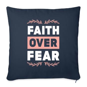 La foi biblique sur la peur - Housse de coussin décorative 45 x 45 cm - bleu marine - Devant