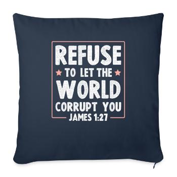 Versets bibliques - Housse de coussin décorative 45 x 45 cm - bleu marine - Devant