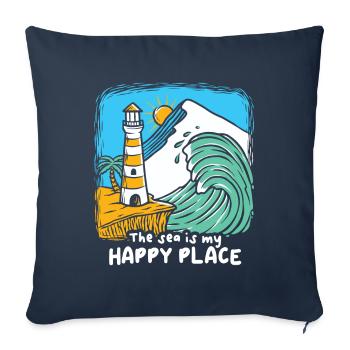 The Sea Is My Happy Place Lighthouse - Sofa pillowcase 17,3'' x 17,3'' (45 x 45 cm) - navy - Front
