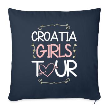 Tournée des filles en Croatie - Housse de coussin décorative 45 x 45 cm - bleu marine - Devant