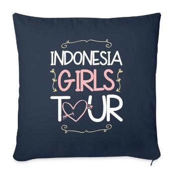 Tournée des filles en Indonésie - Housse de coussin décorative 45 x 45 cm - bleu marine - Devant