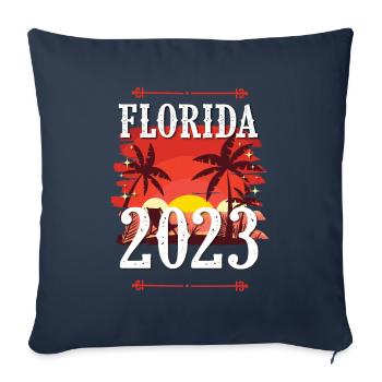 Floride 2023 - Housse de coussin décorative 45 x 45 cm - bleu marine - Devant