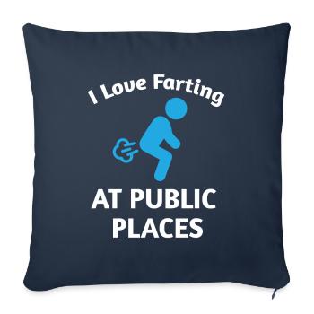 J’adore péter dans les lieux publics - Housse de coussin décorative 45 x 45 cm - bleu marine - Devant