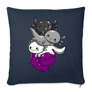Subtil Asexual Kawaii Axolotl Pride Flag - Housse de coussin décorative 45 x 45 cm - bleu marine - Devant