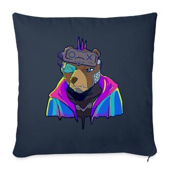 Cyber Vaporwave Esthétique Futuriste Ours - Housse de coussin décorative 45 x 45 cm - bleu marine - Devant
