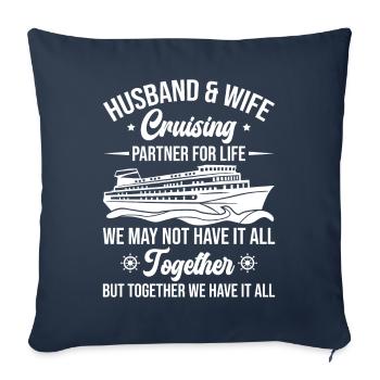 Croisières en famille - Housse de coussin décorative 45 x 45 cm - bleu marine - Devant