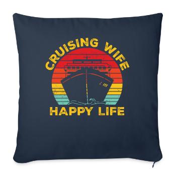 Funny Cruising Wife Retro - Sofa pillowcase 17,3'' x 17,3'' (45 x 45 cm) - navy - Front