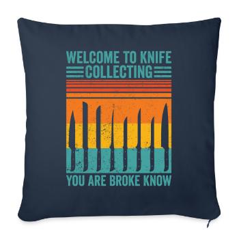 Drôle de collectionneur de couteaux - Housse de coussin décorative 45 x 45 cm - bleu marine - Devant