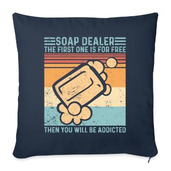 Funny soap making soap merchant - Sofa pillowcase 17,3'' x 17,3'' (45 x 45 cm) - navy - Front