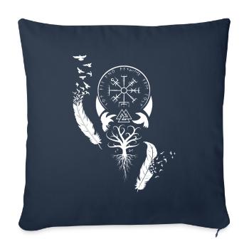 Raven Norse Tree Mythology Rune - Sofa pillowcase 17,3'' x 17,3'' (45 x 45 cm) - navy - Front
