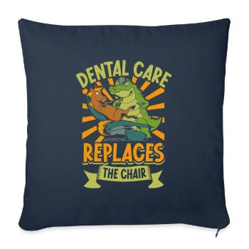Les soins dentaires sont importants - Crocodile Dentist - Housse de coussin décorative 45 x 45 cm - bleu marine - Devant
