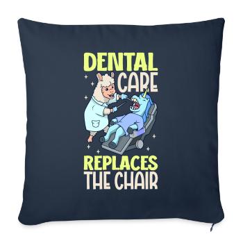 Les soins dentaires sont importants - Lama Dentist - Housse de coussin décorative 45 x 45 cm - bleu marine - Devant
