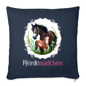Pferdemädchen Pferdeshirt Pferde Fohlen Mädchen - Sofakissenbezug 45 x 45 cm - Navy - Vorne