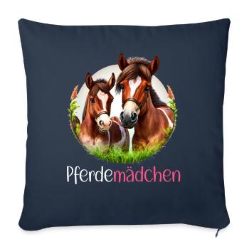 Pferdemädchen Pferdeshirt Pferd Reiterin Mädchen - Sofakissenbezug 45 x 45 cm - Navy - Vorne