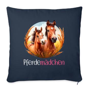 Pferdemädchen Pferdeshirt Pferd Sommer Mädchen - Sofakissenbezug 45 x 45 cm - Navy - Vorne