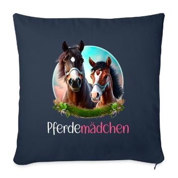 Pferdemädchen Pferdeshirt Pferd Fohlen Mädchen - Sofakissenbezug 45 x 45 cm - Navy - Vorne