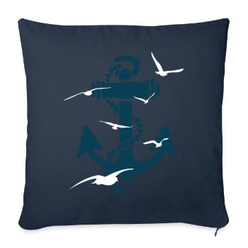 Seagulls Dream of Flying - Anchor Gift - Sofa pillowcase 17,3'' x 17,3'' (45 x 45 cm) - navy - Front