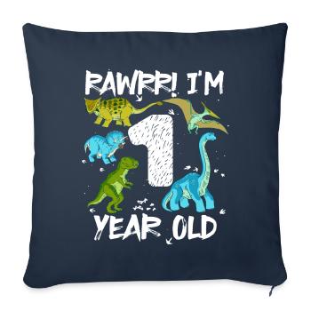 A 1 year 1st birthday 1 year old, dinosaur - Sofa pillowcase 17,3'' x 17,3'' (45 x 45 cm) - navy - Front