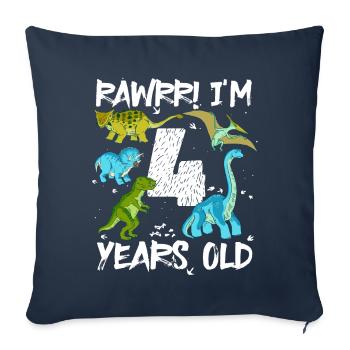Four 4 years 4th birthday 4 years, dinosaur - Sofa pillowcase 17,3'' x 17,3'' (45 x 45 cm) - navy - Front