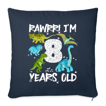 Eight, 8 Years, 8th Birthday, 8 Years, Dinosaur - Sofa pillowcase 17,3'' x 17,3'' (45 x 45 cm) - navy - Front