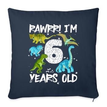 Six 6 Years 6th Birthday 6 Years, Dinosaur - Sofa pillowcase 17,3'' x 17,3'' (45 x 45 cm) - navy - Front
