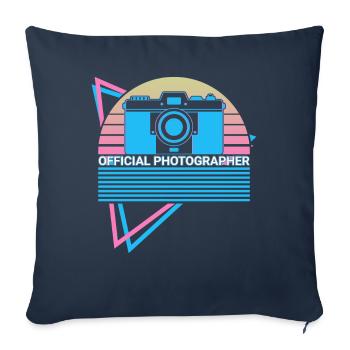 Caméra Photographie Rétro - Housse de coussin décorative 45 x 45 cm - bleu marine - Devant