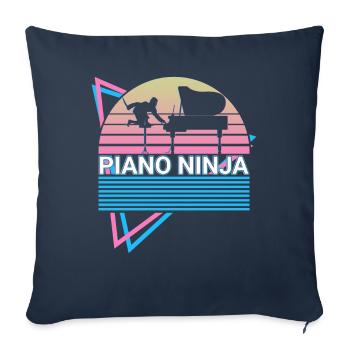Piano Ninja Clavier Piano Rétro - Housse de coussin décorative 45 x 45 cm - bleu marine - Devant
