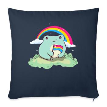 Pansexual Pride Pan Flag Mignon Grenouille Subtil - Housse de coussin décorative 45 x 45 cm - bleu marine - Devant