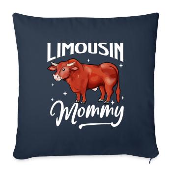 Maman Limousine - Boeuf Limousin - Housse de coussin décorative 45 x 45 cm - bleu marine - Devant