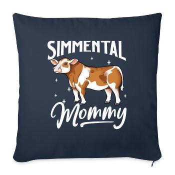 Simmental Mommy - Bœuf Simmental - Housse de coussin décorative 45 x 45 cm - bleu marine - Devant