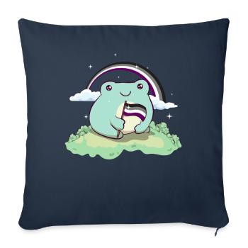 Asexual Pride Ace Flag Mignon Grenouille Subtil LGBTQ - Housse de coussin décorative 45 x 45 cm - bleu marine - Devant