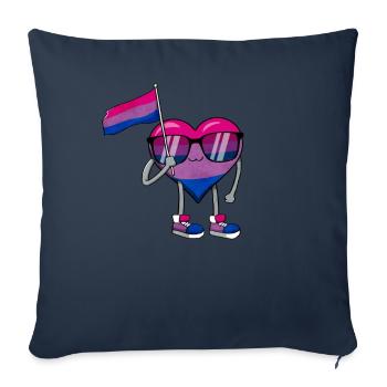 Bi Pride Bisexual Flag Cœur Subtil LGBTQ - Housse de coussin décorative 45 x 45 cm - bleu marine - Devant