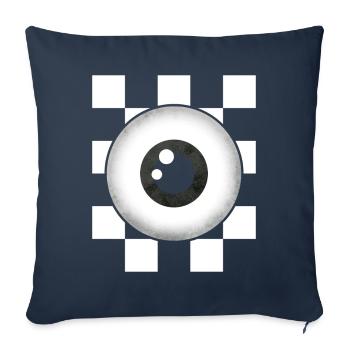 Weirdcore Aesthetic Black White Eyeball Checkered - Sofa pillowcase 17,3'' x 17,3'' (45 x 45 cm) - navy - Front