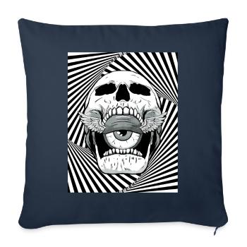 Weirdcore Aesthetic Skull Eyeball Wings - Sofa pillowcase 17,3'' x 17,3'' (45 x 45 cm) - navy - Front