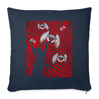 Weirdcore Aesthetic Black Cat Eyeballs Wings - Sofa pillowcase 17,3'' x 17,3'' (45 x 45 cm) - navy - Front