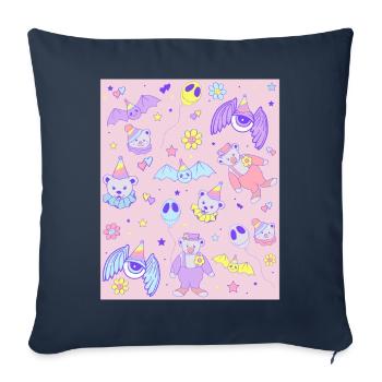 Esthétique bizarre Pastel Goth Clowncore Kidcore - Housse de coussin décorative 45 x 45 cm - bleu marine - Devant