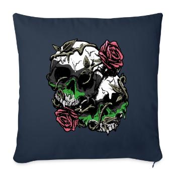 Demiromantique Fierté Drapeau Crâne Roses Subtil - Housse de coussin décorative 45 x 45 cm - bleu marine - Devant